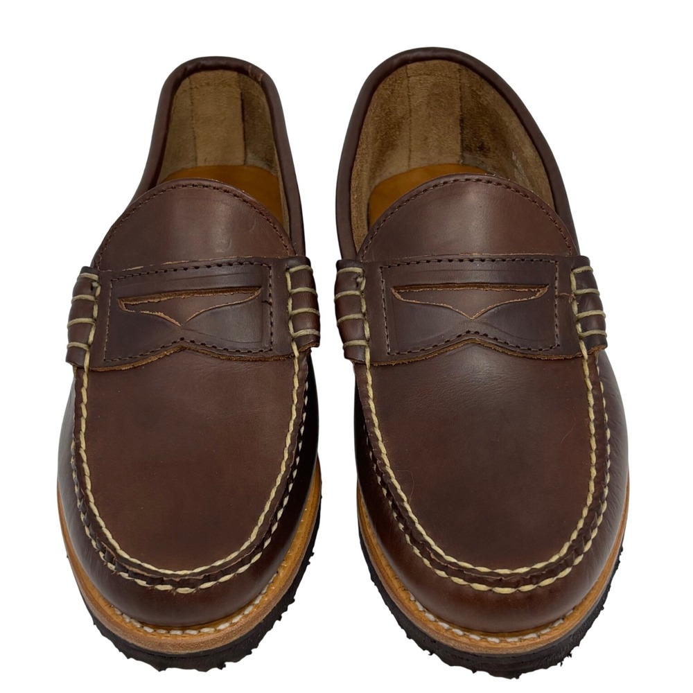 Rancourt & Co. Mens Leather Beefroll Penny Loafers LH Crepe Size 8.5 D Brown USA
